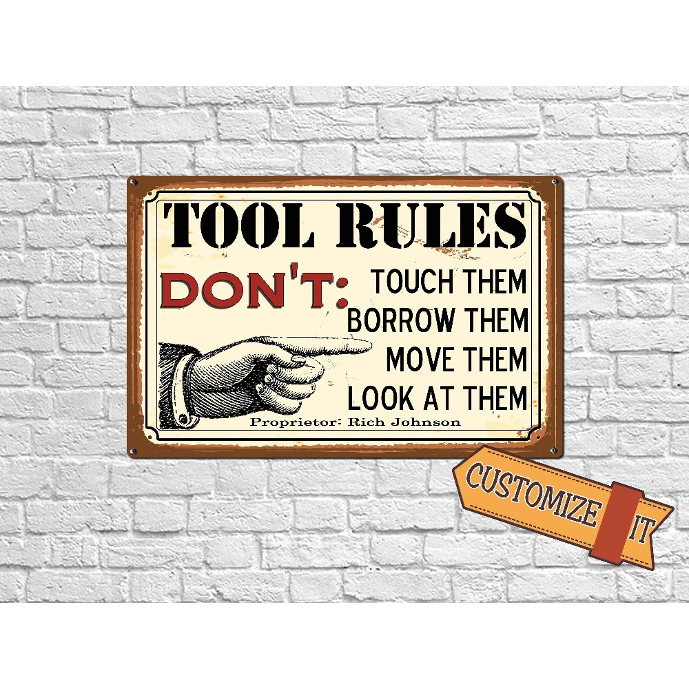 Workshop Tools Name - 1 pezzo Targhetta in Metallo Personalizzabile