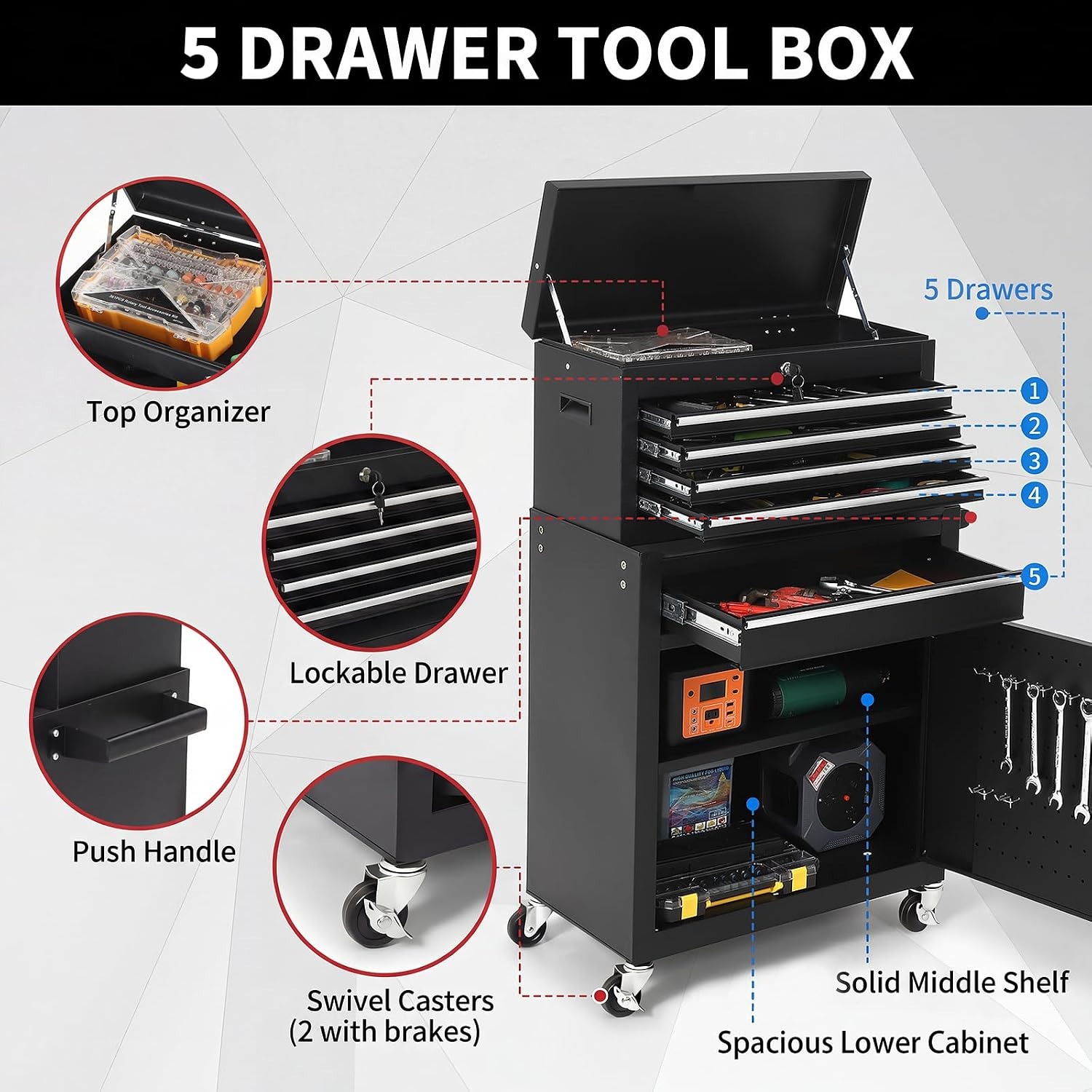 Carrello Portautensili a 5 Cas - Workshop Tools Trolley recensione e prezzo